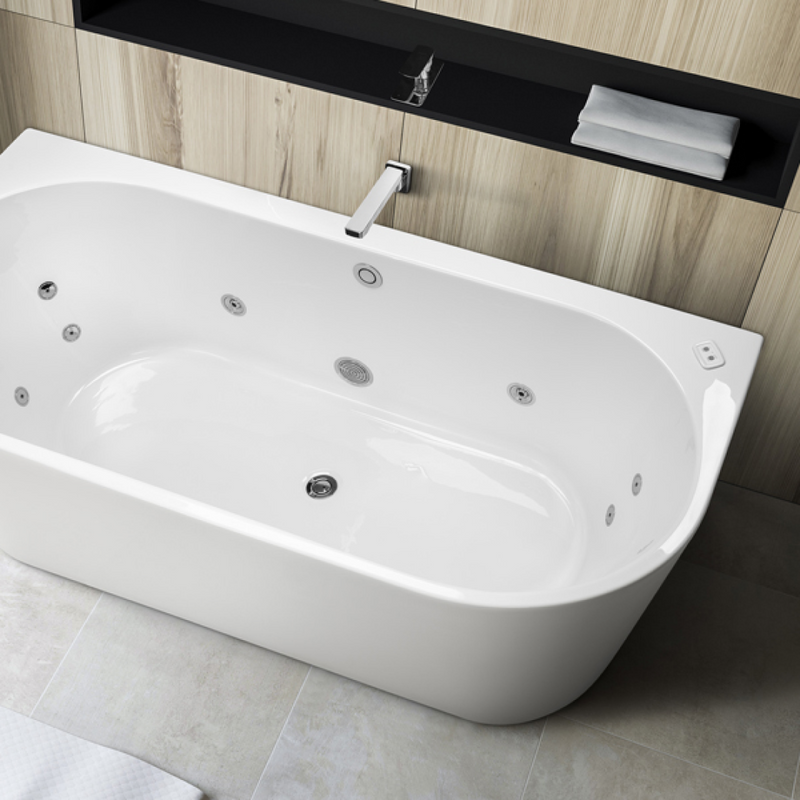 Decina Alegra Contour 1500 Back-to-Wall Freestanding Spa Bath - AG1500BTWCNW