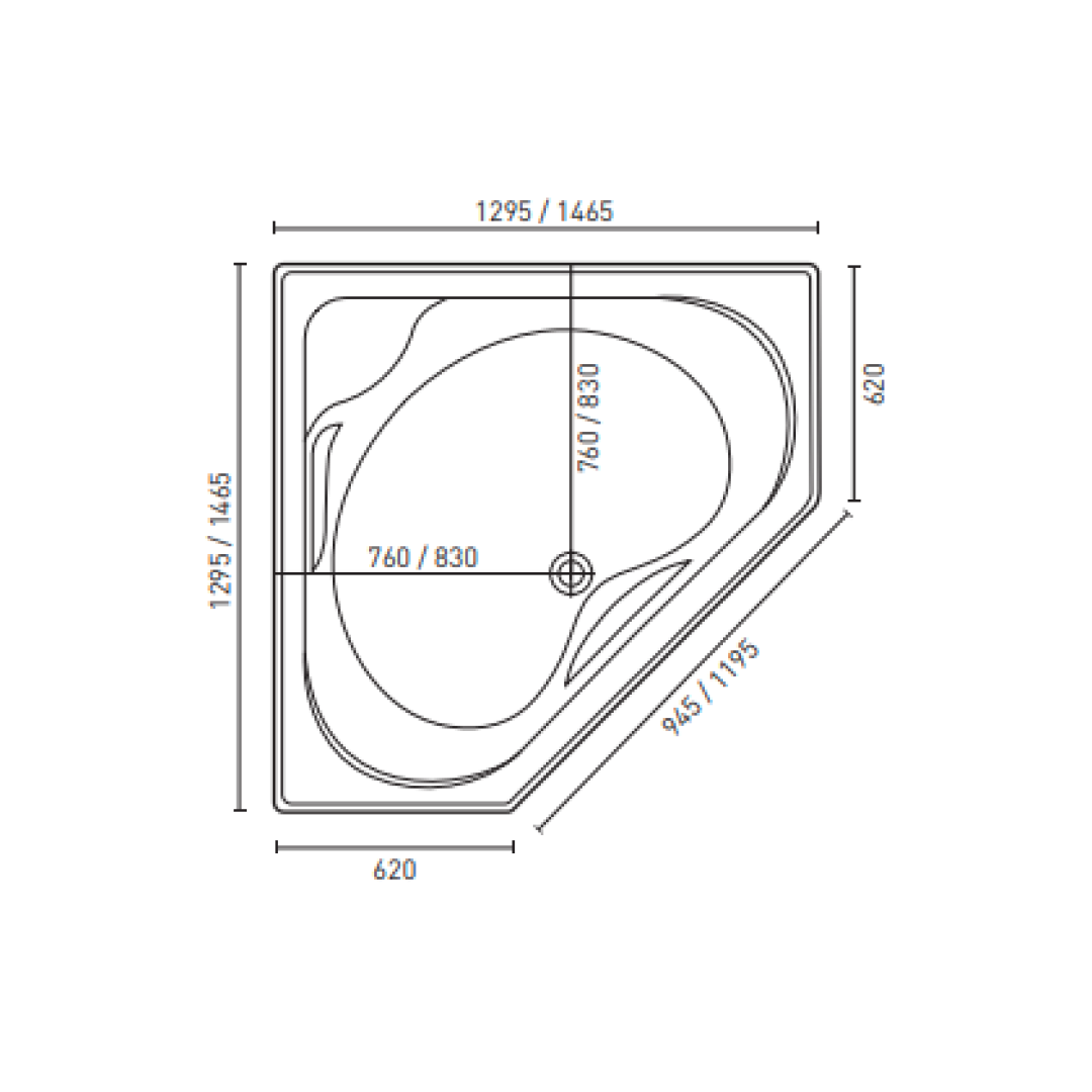 Decina Angelique 1295 Contour 14 Jet Spa Bath - AN1295CNSPAWC