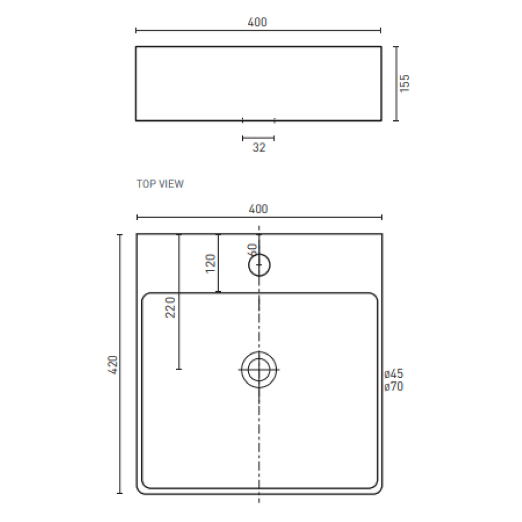 Decina Aria 400 Counter Top Basin - ARBCT4W