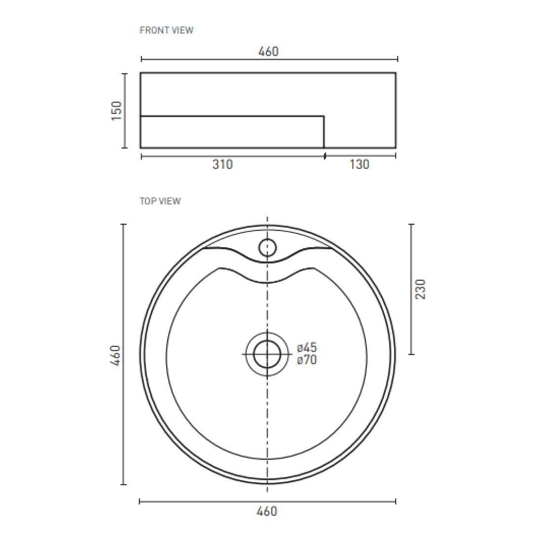 Decina Caval 460 Semi Recessed Basin - CABRO