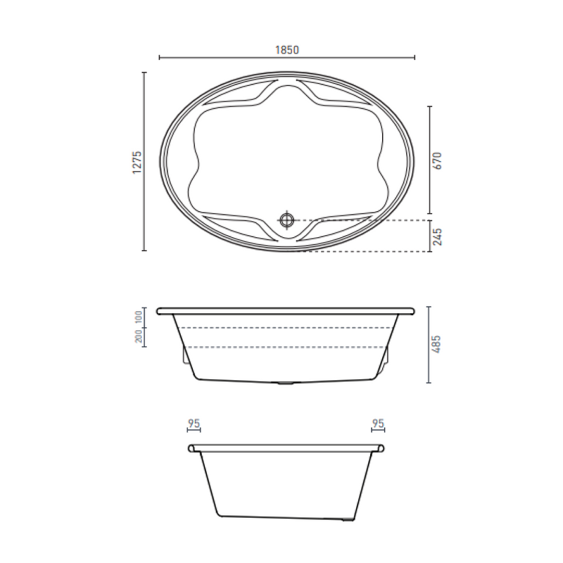 Decina Duo 1850 Santai 12 Jet Island Spa Bath