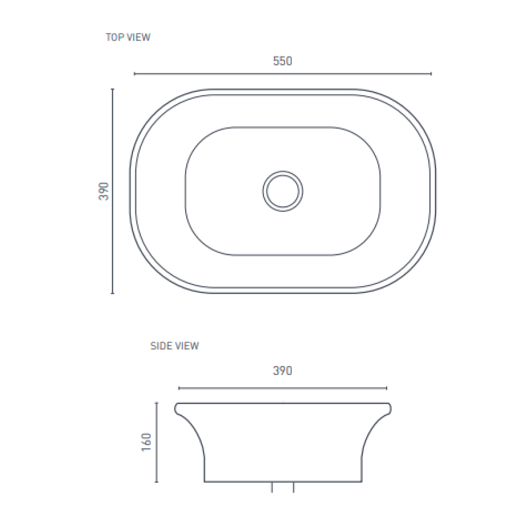 Decina Lola 550 Counter Top Basin - LOBCTW