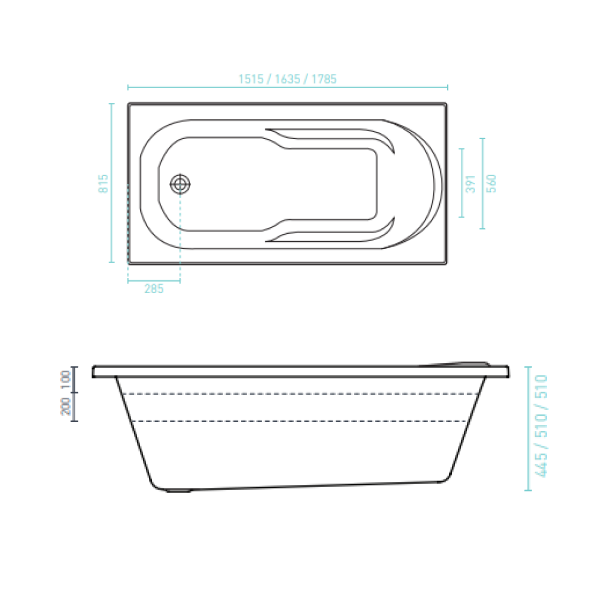 Decina Prima 1785mm Dolce Vita 16-Jet Spa Bath - PR1800DVSPAWC