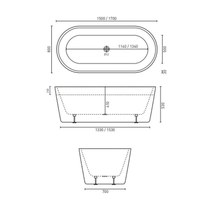 Decina Prezzo 1700 Freestanding Bath - PR1700WIO