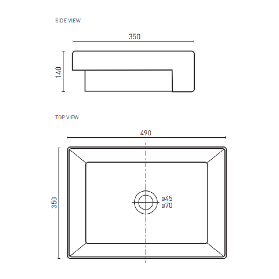 Decina San Diego 480 Semi Recessed Basin - SDBSRW