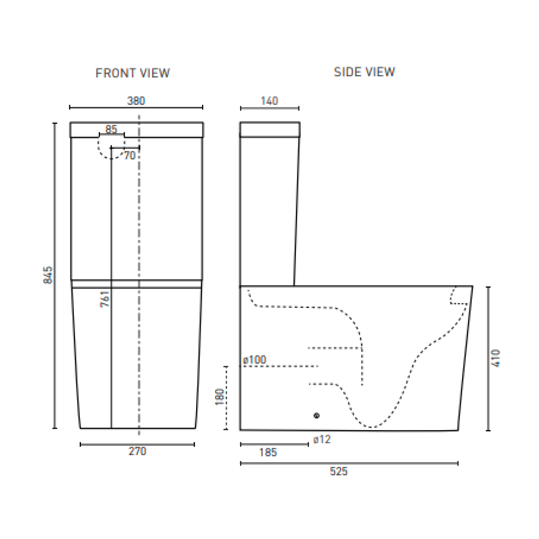 Decina San Diego Rimless Back to Wall Toilet Suite - SDTSWFS