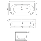 Decina Oxford 1700 Back-to-Wall Freestanding Bath - OX1700W - OX1700WIO