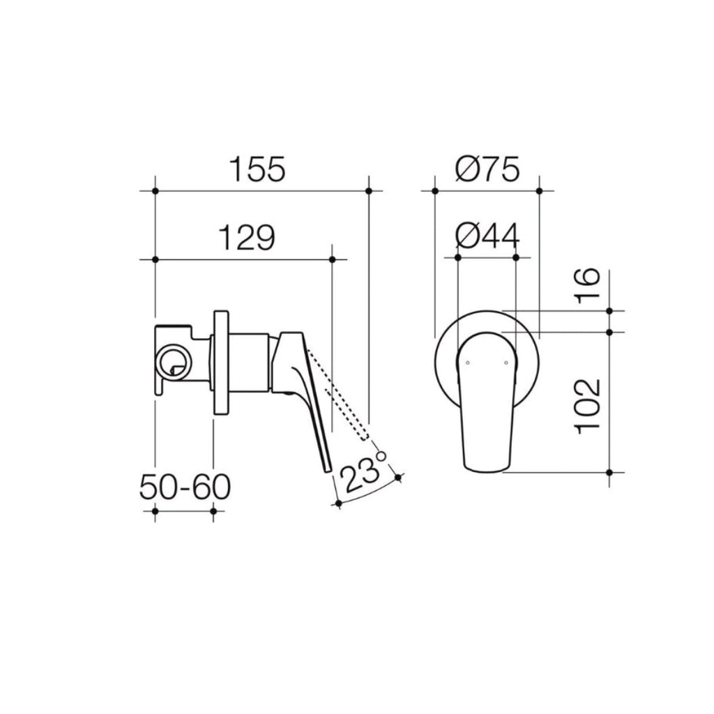 Dorf Kip Bath-Shower Wall Mixer - Chrome - 872882C