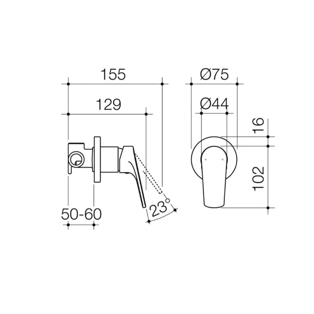 Dorf Kip Bath-Shower Wall Mixer - Chrome - 872882C