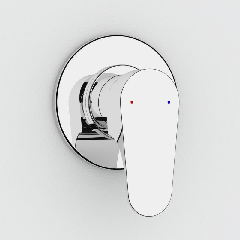 Dorf Viridian Bath-Shower Wall Mixer Round Plate - Chrome