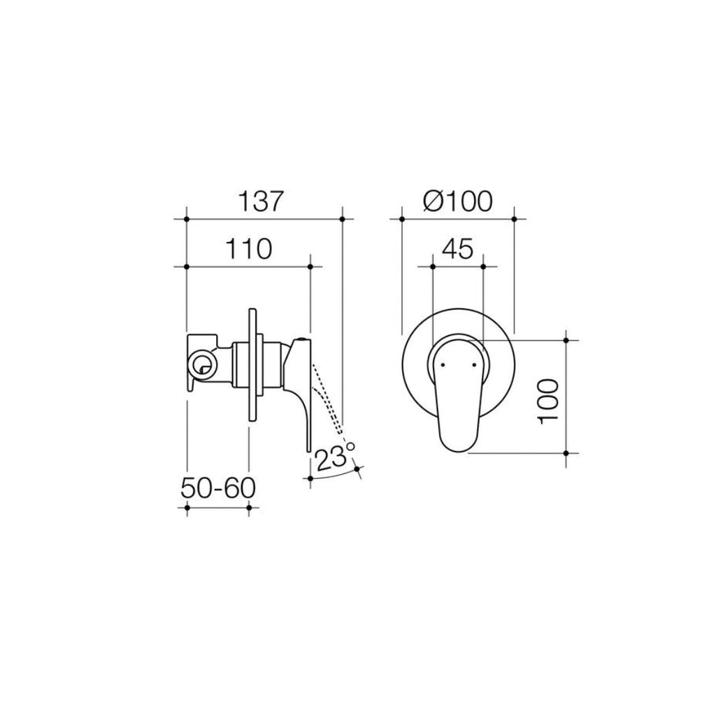 Dorf Viridian Bath-Shower Wall Mixer Round Plate - Chrome - 811023C