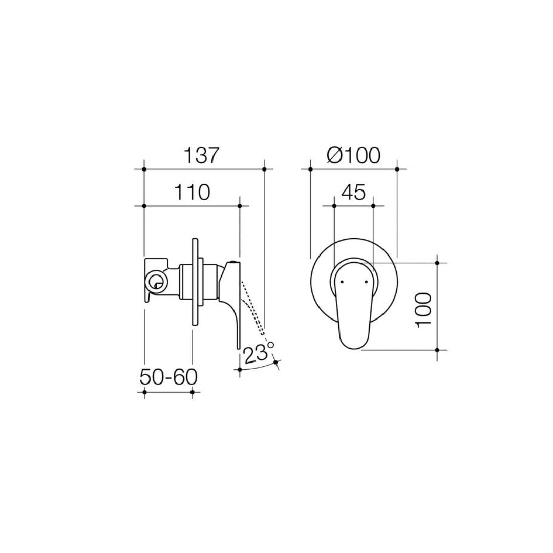Dorf Viridian Bath-Shower Wall Mixer Round Plate - Chrome - 811023C