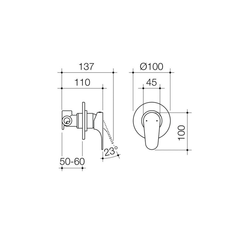 Dorf Viridian Bath-Shower Wall Mixer Round Plate - Chrome