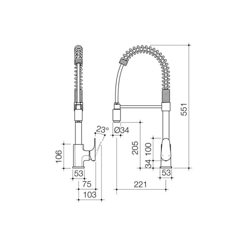 Dorf Viridian Pull Down Sink Mixer Chrome
