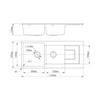 Argent Grace 1160mm 1 & 3/4 Sink w/Drainer - Matte Black - KS5116220NMB