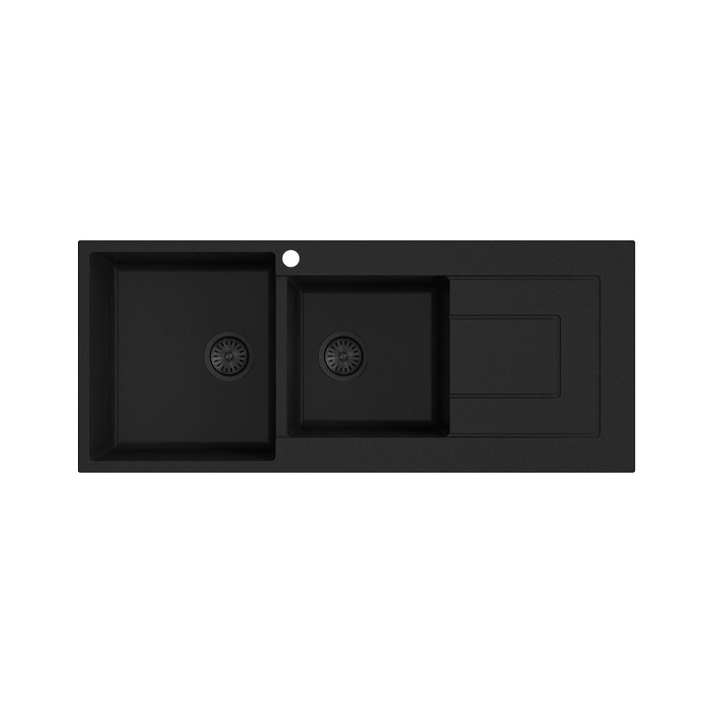 Argent Grace 1160mm 1 & 3/4 Sink w/Drainer Matte Black - 1 Taphole - KS5116222RMB