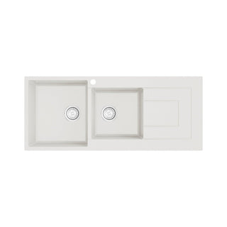 Argent Grace 1160mm 1 & 3/4 Sink w/Drainer White - 1 Taphole - KS5116222RWH