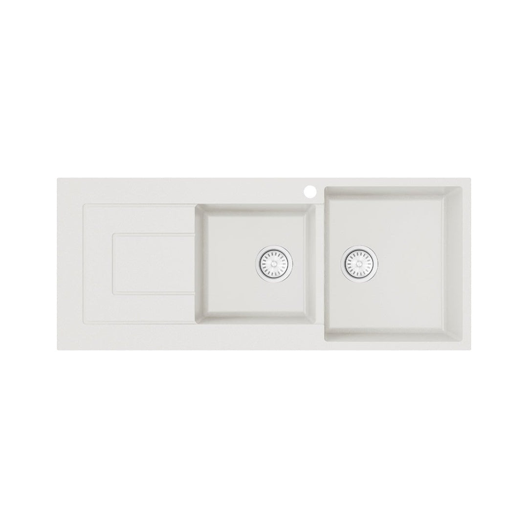 Argent Grace 1160mm 1 & 3/4 Sink w/Drainer White - 1 Taphole - KS5116224LWH