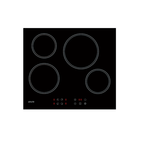 Euro Appliances 60cm Electronic Control Ceran Glass 4 Zones - ECT60CR
