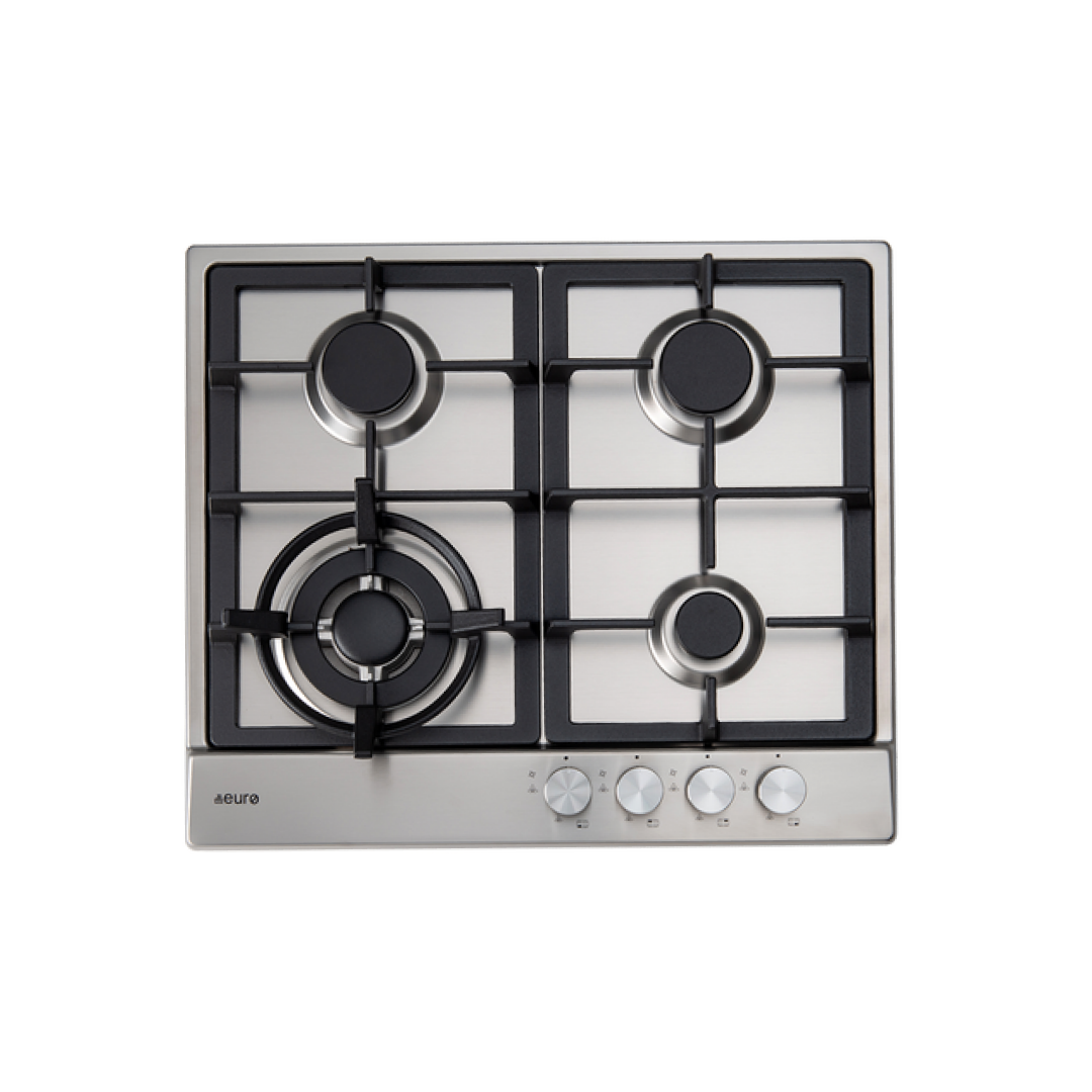 Euro Appliances 60cm 4 Burner Gas Cooktop ECT60WCX - Stainless Steel