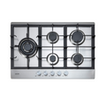 Euro Appliances 75cm Stainless Steel Gas Cooktop 5 Burner Left Wok - ECT75G5X
