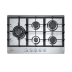 Euro Appliances 75cm Stainless Steel Gas Cooktop 5 Burner Left Wok - ECT75G5X