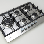 Euro Appliances 75cm Stainless Steel Gas Cooktop 5 Burner Left Wok - ECT75G5X