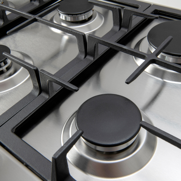 Euro Appliances 75cm Stainless Steel Gas Cooktop 5 Burner Left Wok - ECT75G5X