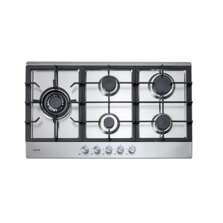 Euro Appliances 90cm Stainless Steel 5 Burner Gas Cooktop Left Hand Wok - ECT90G5X