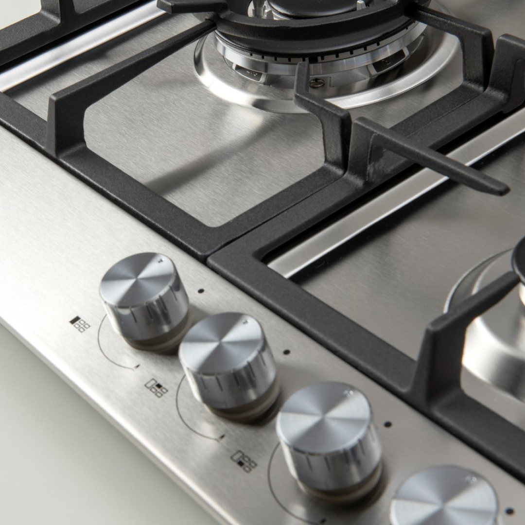 Euro Appliances 90cm Stainless Steel 5 Burner Gas Cooktop Left Hand Wok - ECT90G5X