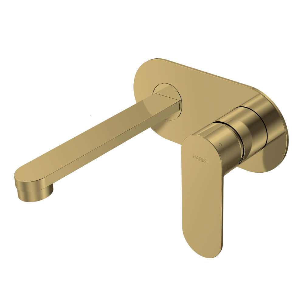 Parisi Ellisse II Wall Mixer with 160mm Spout on Elliptical Plate - Brushed Brass - EE2.01-2E160.46