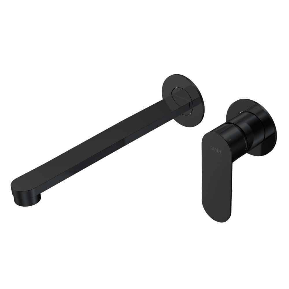 Parisi Ellisse II Wall Mixer with 220mm Spout (Individual Flanges) - Matte Black - EE2.01-2RF220.02