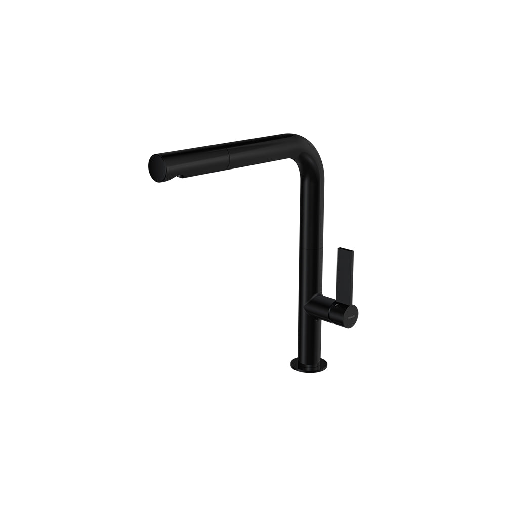 Parisi Ergo 30 Kitchen Mixer with Straight Spout and Pull Out Spray - Matt Black