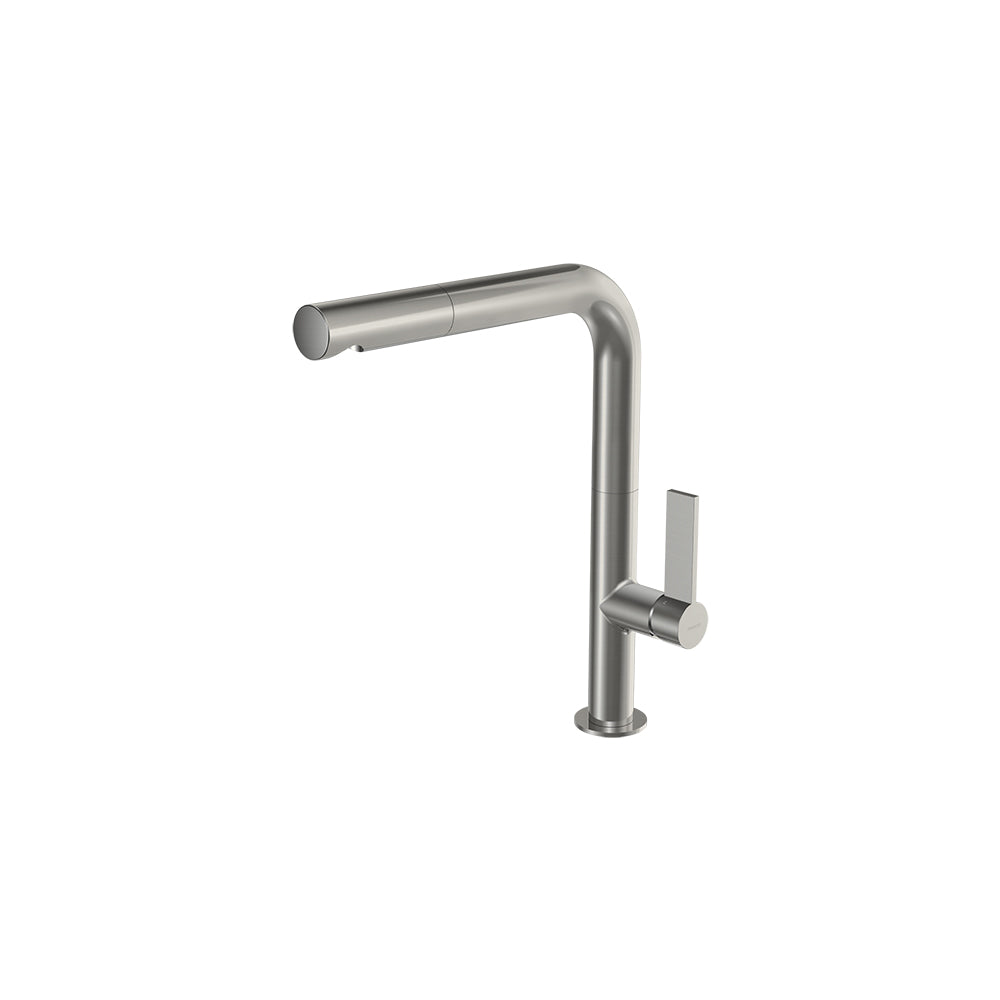 Parisi Ergo 30 Kitchen Mixer with Straight Spout and Pull Out Spray - Brushed Nickel
