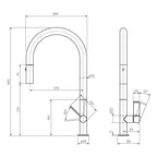 Parisi Ergo 30 Kitchen Mixer with Round Spout and Pull Out Spray - Brushed Brass