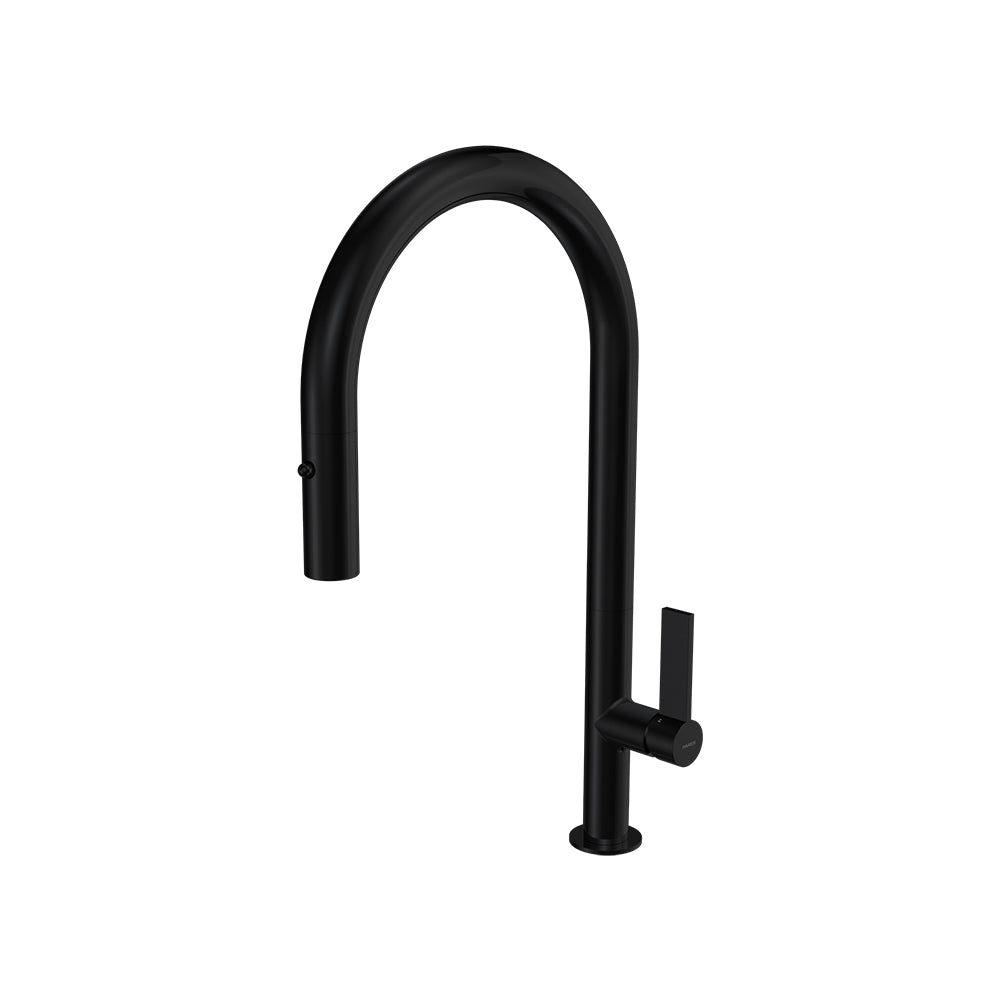 Parisi Ergo 30 Kitchen Mixer with Round Spout and Pull Out Spray - Matt Black
