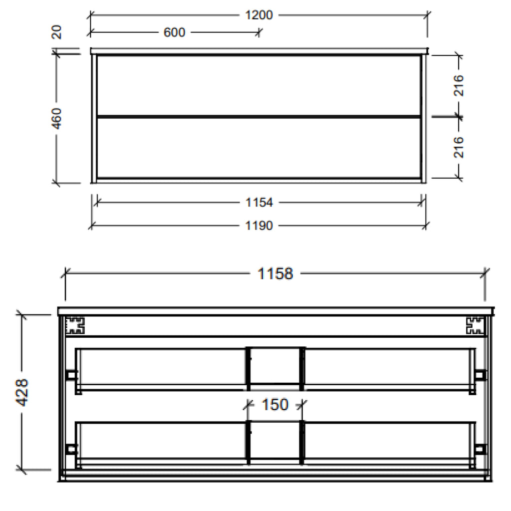 Timberline Emmett 1200 Wall Hung SilkSurface Top Vanity - EMMV1200CSSAW
