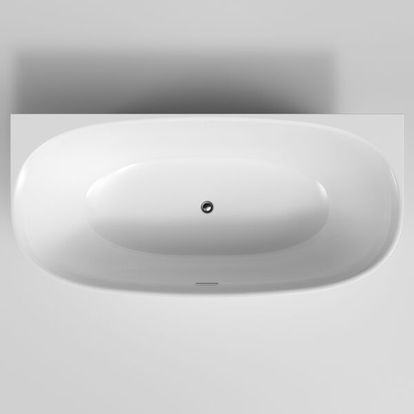 Caroma Riviere 1700 Back to Wall Bath with Overflow - Gloss White