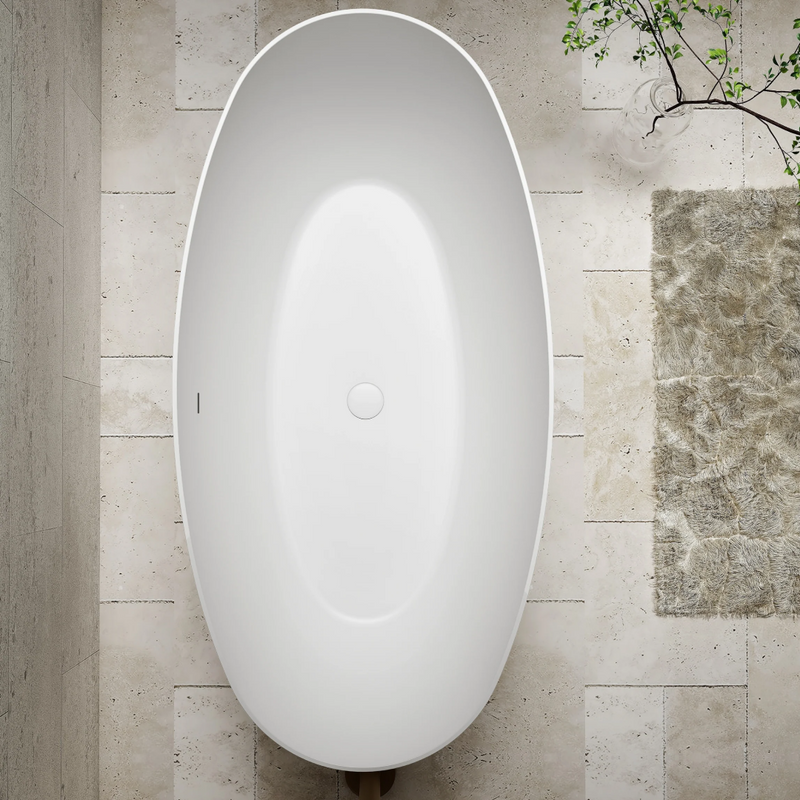Cassa Design Egg Shell 1500 Freestanding Bath 10mm Edge Includes Overflow - Matte White