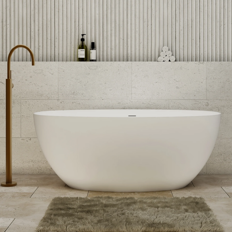 Cassa Design Egg Shell 1500 Freestanding Bath 10mm Edge Includes Overflow - Matte White
