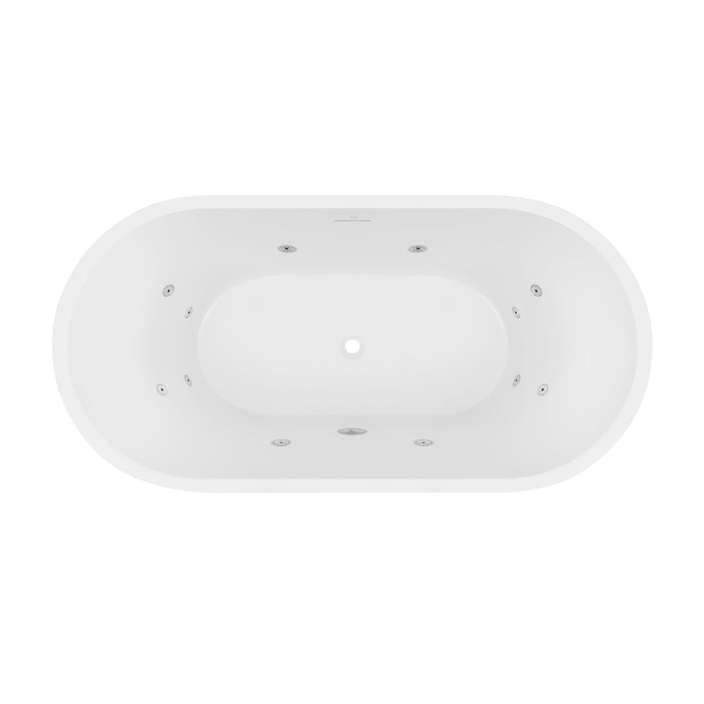 Decina Elisi 1700 Freestanding Spa Bath 12-Jets with Integrated Overflow - Gloss White - EI1700FSCNWIO