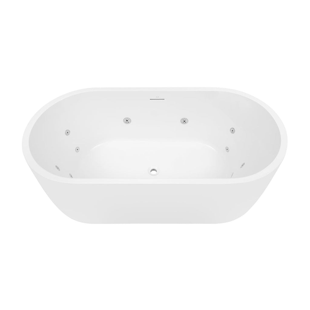 Decina Elisi 1700 Freestanding Spa Bath 12-Jets with Integrated Overflow - Gloss White - EI1700FSCNWIO