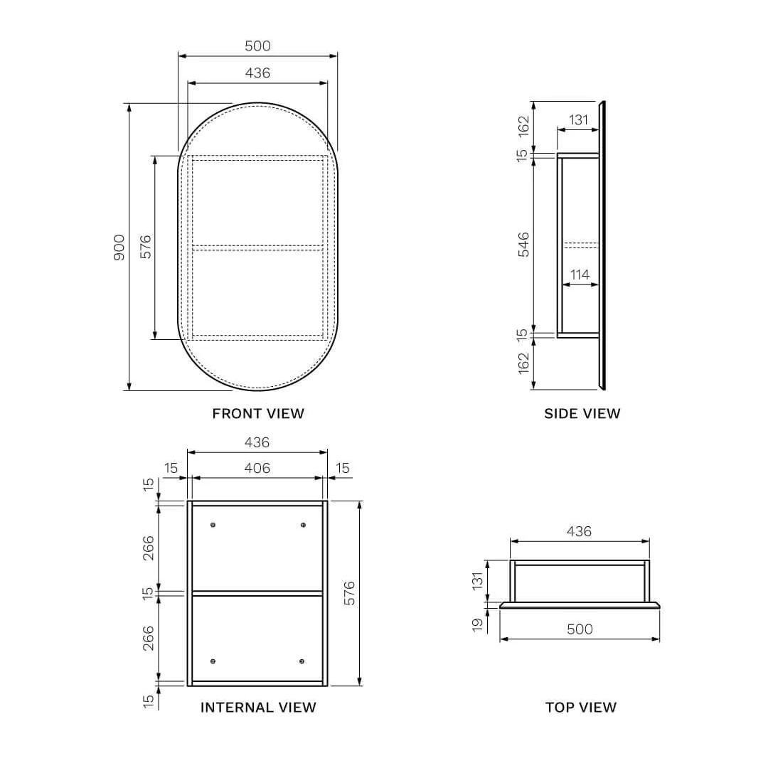 Parisi Elli 50 Oval Mirror Storage Cabinet - Matte White - EL-500MS-MW