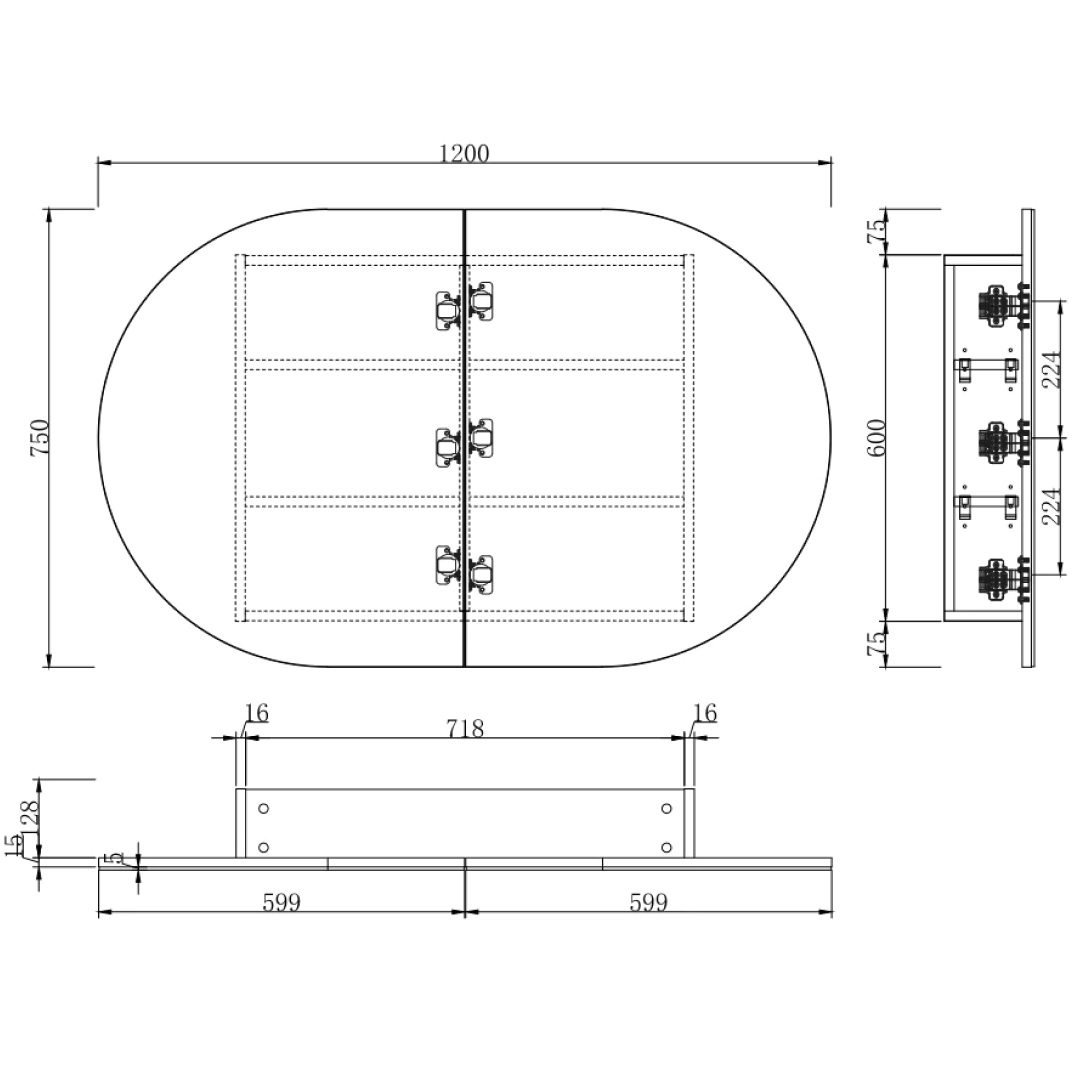Cassa Design Elli Pill 1200 x 750 Shaving Cabinet - Matte White Interior - OVL1275MW
