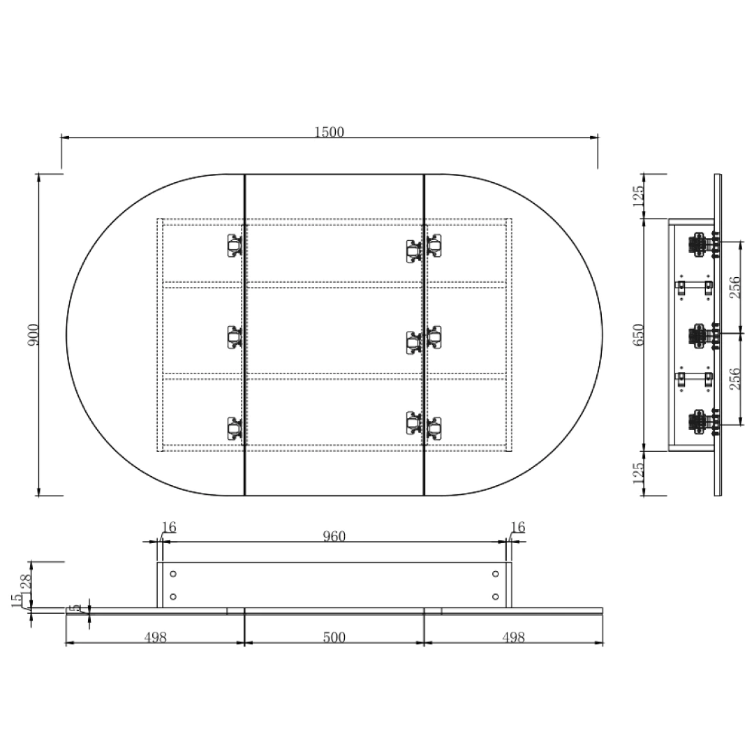 Cassa Design Elli Pill 1500 x 900 Shaving Cabinet - Matte White Interior - OVL1590MW