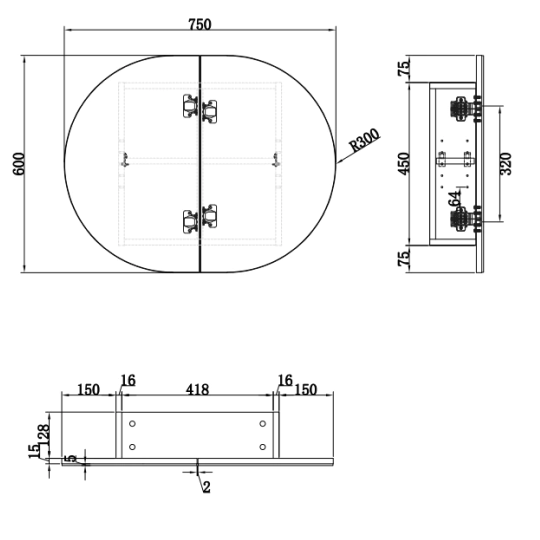 Cassa Design Elli Pill 750 x 600 Shaving Cabinet - Matte White Interior - OVL7560MW