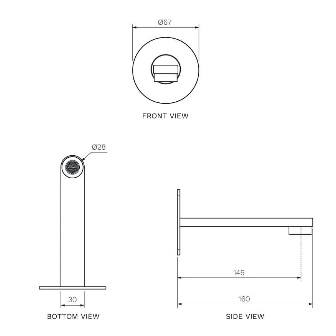 Parisi Ellisse II Wall Spout 160mm - Brushed Brass - EE2.02WF.160.46