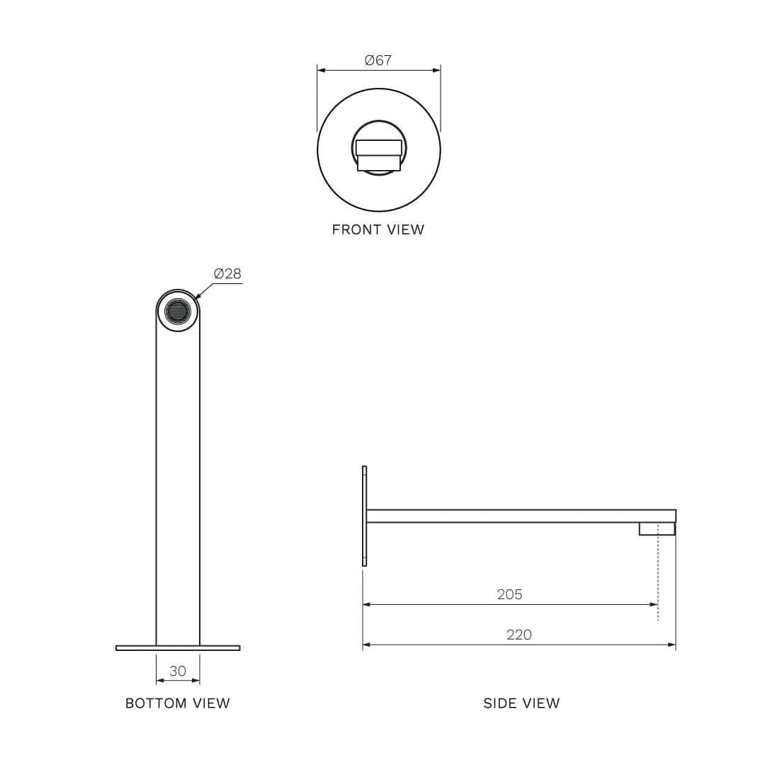 Parisi Ellisse II Wall Spout 220mm - Brushed Brass - EE2.02WF.220.46