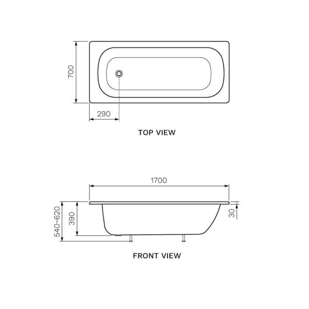 Parisi Envy 1700 Inset Bath - Gloss White - PB17070E