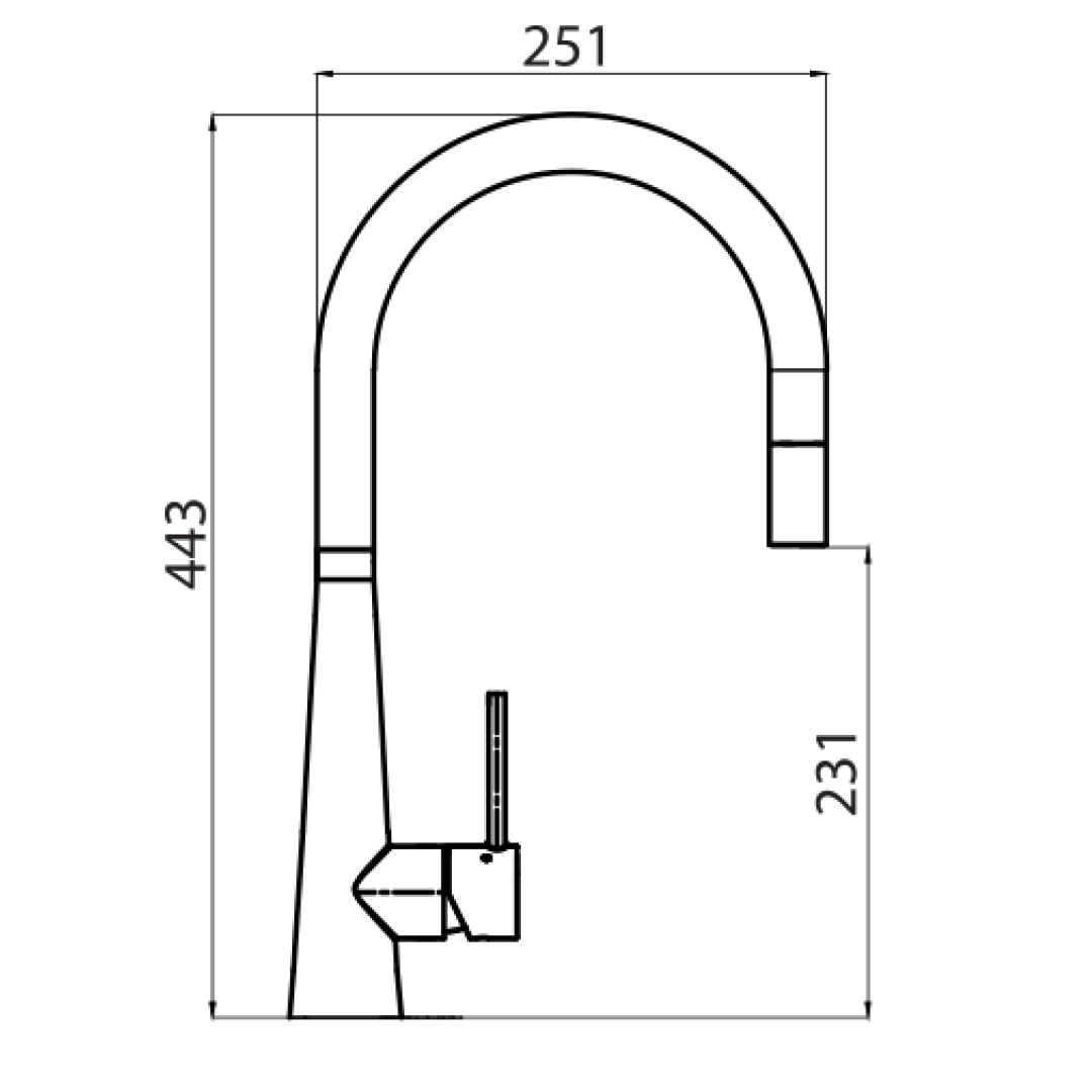 Oliveri Essente SS316 Gooseneck Pull Out Sink Mixer - Natural Stainless Steel - SS31625